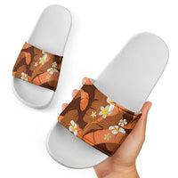 Orange Banana Leaf Hawaii Slide Sandals Lau Maia Plumeria Tropical Summer Vibes
