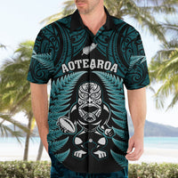 New Zealand Aotearoa Rugby Hawaiian Shirt NZ Tiki With Maori Fern World Cup Turquoise Version LT14 - Polynesian Pride