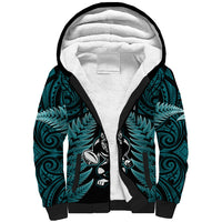 New Zealand Aotearoa Rugby Sherpa Hoodie NZ Tiki With Maori Fern World Cup Turquoise Version LT14 Unisex Turquoise - Polynesian Pride