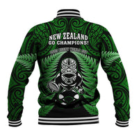 New Zealand Aotearoa Rugby Baseball Jacket NZ Tiki With Maori Fern World Cup Green Version LT14 - Polynesian Pride