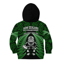 New Zealand Aotearoa Rugby Kid Hoodie NZ Tiki With Maori Fern World Cup Green Version LT14 - Polynesian Pride