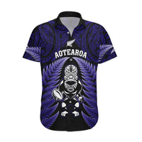 New Zealand Aotearoa Rugby Hawaiian Shirt NZ Tiki With Maori Fern World Cup Blue Version LT14 Blue - Polynesian Pride