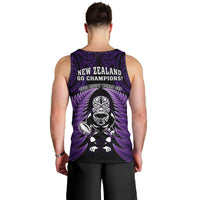 New Zealand Aotearoa Rugby Men Tank Top NZ Tiki With Maori Fern World Cup Purple Version LT14 - Polynesian Pride