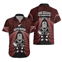 New Zealand Aotearoa Rugby Hawaiian Shirt NZ Tiki With Maori Fern World Cup Red Version LT14 - Polynesian Pride