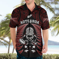 New Zealand Aotearoa Rugby Hawaiian Shirt NZ Tiki With Maori Fern World Cup Red Version LT14 - Polynesian Pride