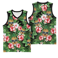Pineapple Skull Aloha Hawaii Basketball Jersey Summer Vibes Tropical Seamless Pattern - Polynesian Pride