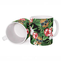 Pineapple Skull Aloha Hawaii Ceramic Mug Summer Vibes Tropical Seamless Pattern - Polynesian Pride
