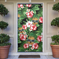 Pineapple Skull Aloha Hawaii Door Cover Summer Vibes Tropical Seamless Pattern - Polynesian Pride