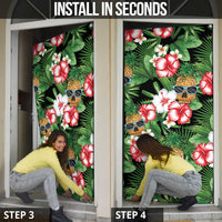 Pineapple Skull Aloha Hawaii Door Cover Summer Vibes Tropical Seamless Pattern - Polynesian Pride