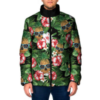 Pineapple Skull Aloha Hawaii Padded Jacket Summer Vibes Tropical Seamless Pattern - Polynesian Pride