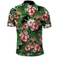 Pineapple Skull Aloha Hawaii Polo Shirt Summer Vibes Tropical Seamless Pattern - Polynesian Pride