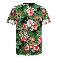 Pineapple Skull Aloha Hawaii Rugby Jersey Summer Vibes Tropical Seamless Pattern - Polynesian Pride