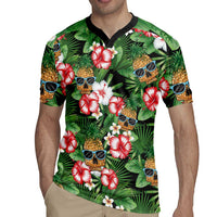 Pineapple Skull Aloha Hawaii Rugby Jersey Summer Vibes Tropical Seamless Pattern - Polynesian Pride