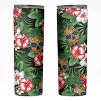 Pineapple Skull Aloha Hawaii Skinny Tumbler Summer Vibes Tropical Seamless Pattern - Polynesian Pride