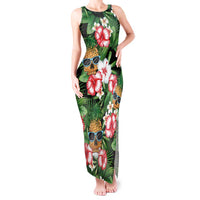 Pineapple Skull Aloha Hawaii Tank Maxi Dress Summer Vibes Tropical Seamless Pattern - Polynesian Pride