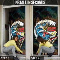 Aloha Hawaii Surfing Skull Door Cover Shaka Skeleton Ride The Waves - Polynesian Pride