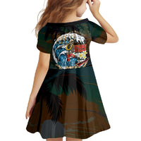 Aloha Hawaii Surfing Skull Family Matching Off Shoulder Maxi Dress and Hawaiian Shirt Shaka Skeleton Ride The Waves LT14 - Polynesian Pride
