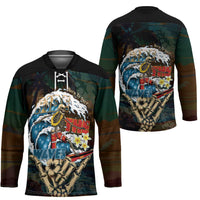 Aloha Hawaii Surfing Skull Hockey Jersey Shaka Skeleton Ride The Waves - Polynesian Pride