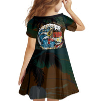 Aloha Hawaii Surfing Skull Kid Short Sleeve Dress Shaka Skeleton Ride The Waves - Polynesian Pride