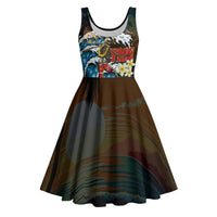 Aloha Hawaii Surfing Skull Midi Dress Shaka Skeleton Ride The Waves - Polynesian Pride