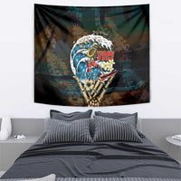 Aloha Hawaii Surfing Skull Tapestry Shaka Skeleton Ride The Waves - Polynesian Pride