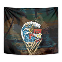 Aloha Hawaii Surfing Skull Tapestry Shaka Skeleton Ride The Waves - Polynesian Pride