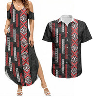 Roimata Toroa Maori Taniko Inspired New Zealand Couples Matching Summer Maxi Dress and Hawaiian Shirt