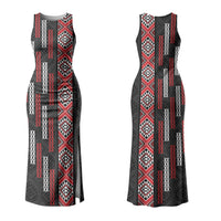 Roimata Toroa Maori Taniko Inspired New Zealand Couples Matching Tank Maxi Dress and Long Sleeve Button Shirt