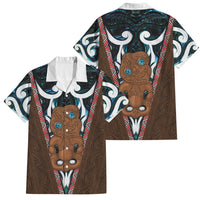 New Zealand Whakairo Family Matching Long Sleeve Bodycon Dress and Hawaiian Shirt Tiki Maori Carving Taniko Motifs LT14 Dad's Shirt - Short Sleeve Multicolor - Polynesian Pride