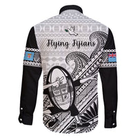 Fiji Tapa Rugby Family Matching Off Shoulder Short Dress and Hawaiian Shirt Flying Fijian 2023 World Cup With Dabbing Ball LT14 - Polynesian Pride