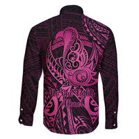 Polynesia Breast Cancer Awareness Family Matching Puletasi Dress and Hawaiian Shirt No One Fights Alone Pink Ribbon With Butterfly LT14 - Polynesian Pride