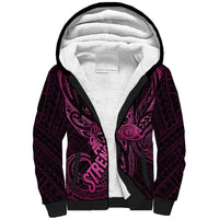 Polynesia Breast Cancer Awareness Sherpa Hoodie No One Fights Alone Pink Ribbon With Butterfly LT14 Unisex Pink - Polynesian Pride