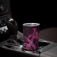 Polynesia Breast Cancer Awareness Tumbler Cup No One Fights Alone Pink Ribbon With Butterfly