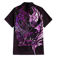 Personalised New Zealand Breast Cancer Family Matching Short Sleeve Bodycon Dress and Hawaiian Shirt Fight Like A Girl Pink Manaia Fern With Paua Shell LT14 - Polynesian Pride