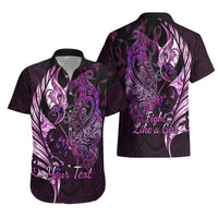 Personalised New Zealand Breast Cancer Hawaiian Shirt Fight Like A Girl Pink Manaia Fern With Paua Shell LT14 - Polynesian Pride
