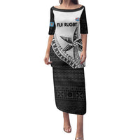 Custom Fiji Rugby Family Matching Puletasi and Hawaiian Shirt Go Champions Fijian Tapa Cloth LT14 Mom's Dress White - Polynesian Pride