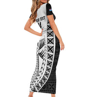 Custom Fiji Rugby Short Sleeve Bodycon Dress Go Champions Fijian Tapa Cloth LT14 - Polynesian Pride