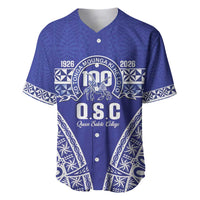 Personalised Queen Salote College Baseball Jersey Kolisi Fefine 100th Anniversary Kupesi Blue - Polynesian Pride