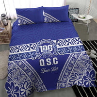 Personalised Queen Salote College Bedding Set Kolisi Fefine 100th Anniversary Kupesi Blue - Polynesian Pride