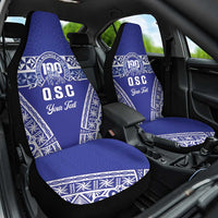 Personalised Queen Salote College Car Seat Cover Kolisi Fefine 100th Anniversary Kupesi Blue - Polynesian Pride