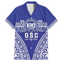Personalised Queen Salote College Family Matching Puletasi and Hawaiian Shirt Kolisi Fefine 100th Anniversary Kupesi Blue - Polynesian Pride