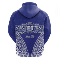 Personalised Queen Salote College Hoodie Kolisi Fefine 100th Anniversary Kupesi Blue - Polynesian Pride