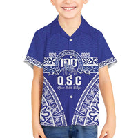Personalised Queen Salote College Kid Hawaiian Shirt Kolisi Fefine 100th Anniversary Kupesi Blue - Polynesian Pride