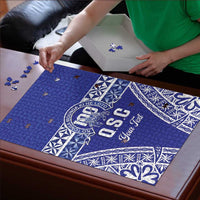 Personalised Queen Salote College Puzzle Kolisi Fefine 100th Anniversary Kupesi Blue - Polynesian Pride