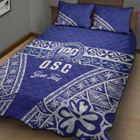 Personalised Queen Salote College Quilt Bed Set Kolisi Fefine 100th Anniversary Kupesi Blue - Polynesian Pride
