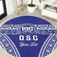Personalised Queen Salote College Round Carpet Kolisi Fefine 100th Anniversary Kupesi Blue - Polynesian Pride