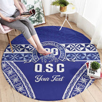 Personalised Queen Salote College Round Carpet Kolisi Fefine 100th Anniversary Kupesi Blue - Polynesian Pride