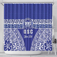 Personalised Queen Salote College Shower Curtain Kolisi Fefine 100th Anniversary Kupesi Blue - Polynesian Pride