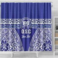 Personalised Queen Salote College Shower Curtain Kolisi Fefine 100th Anniversary Kupesi Blue - Polynesian Pride