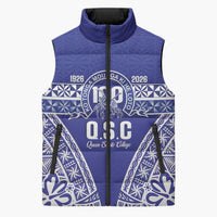 Personalised Queen Salote College Sleeveless Puffer Jacket Kolisi Fefine 100th Anniversary Kupesi Blue - Polynesian Pride